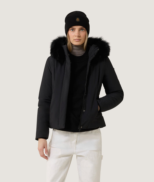 SHORT LADY TECH FUR JACKET BLACK | RefrigiWear SHORT LADY TECH FUR JACKET BLACK | RefrigiWear