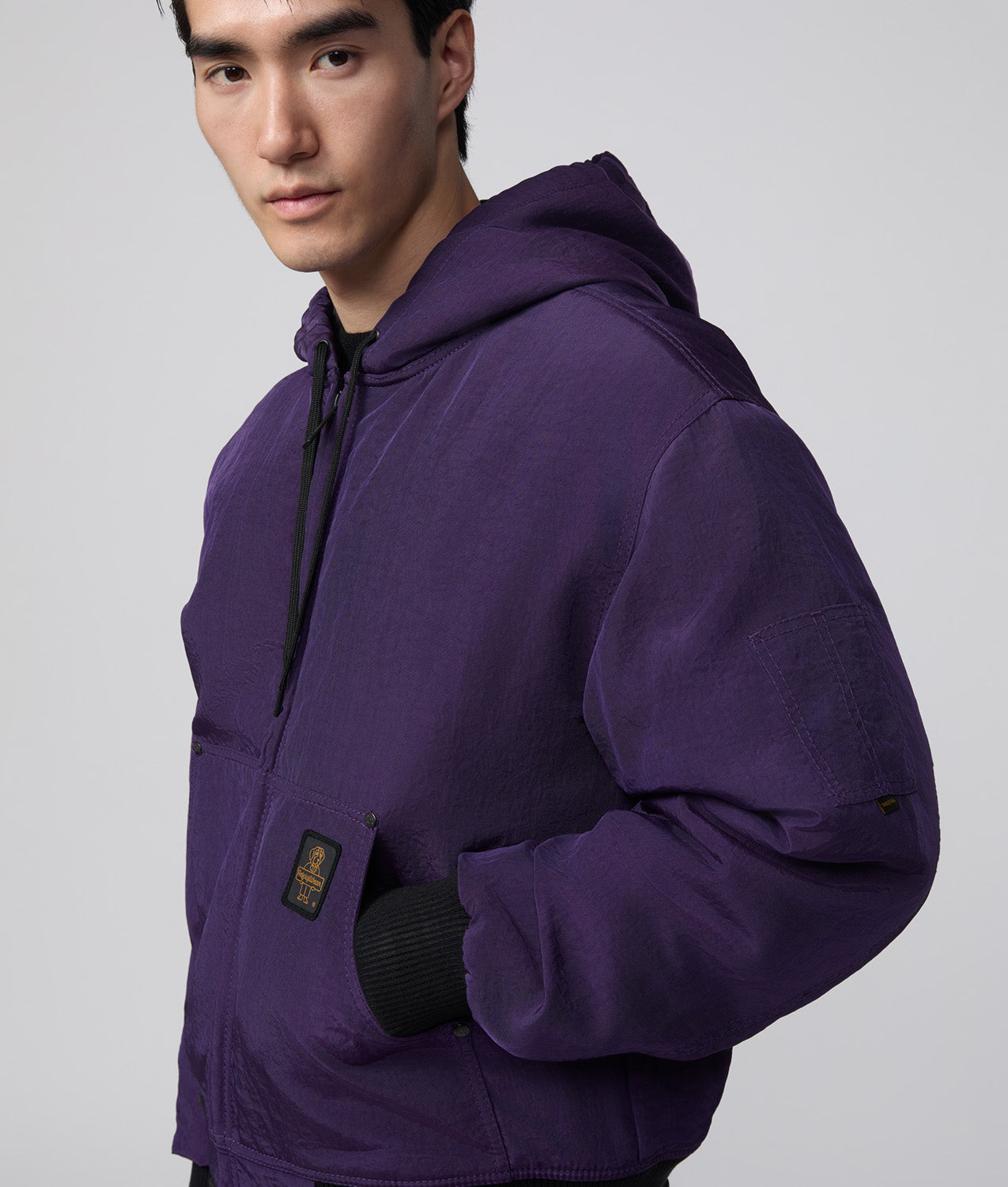 545.2000年代製 Refrigiwear 59 G NYLON JACKET KHAKI リフリッジウェア 中綿・襟ボア・キルティング・ジャケット カーキ Ｌ 美中古品