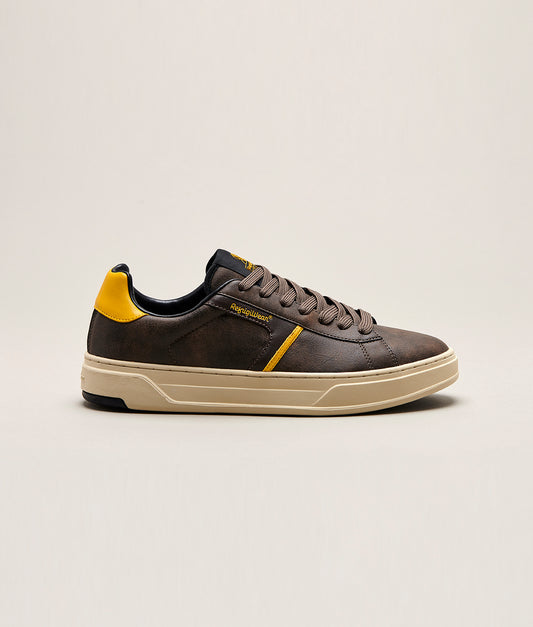 SOHO01 LEATHER SHOES DARK BROWN/ YELLOW | RefrigiWear