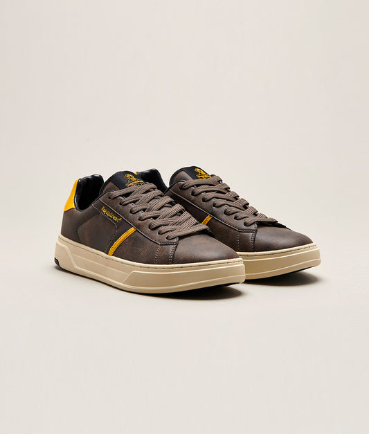 SOHO01 LEATHER SHOES DARK BROWN/ YELLOW | RefrigiWear
