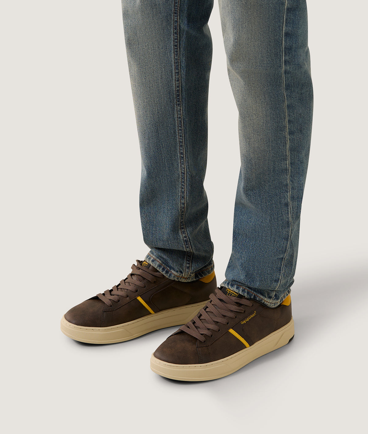 ACCESSORIES SOHO01 LEATHER SHOES DARK BROWN/ YELLOW | RefrigiWear